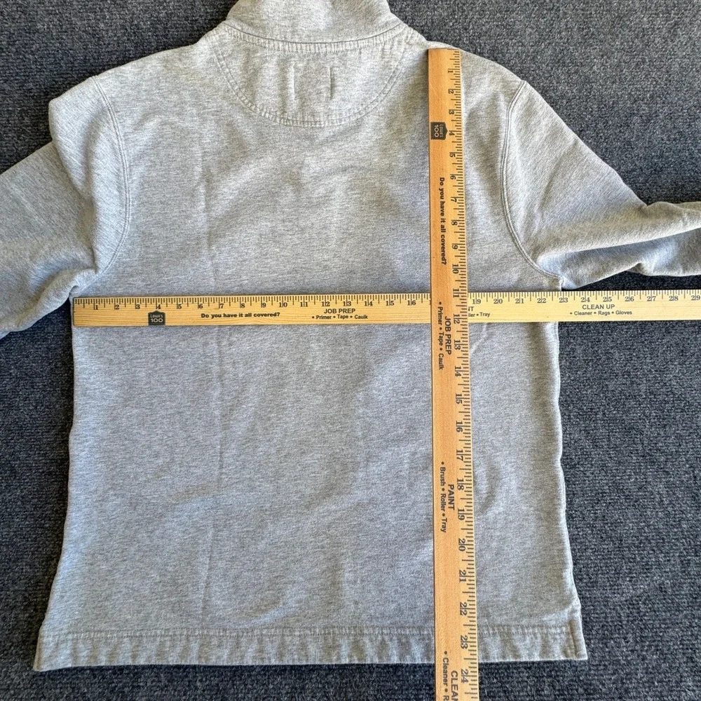 J. Crew Authentic Fleece Mens Cozy L Gray Henley Mock Neck Pullover Sweatshirt